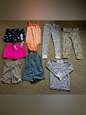 Girl Clothes Size 2T LOT OF 8 leggings PJ shorts Bodysuit set 24 mon.
